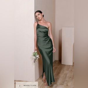 Custom Satin (size 10) Revelry (Olive Green) bridesmaids dress